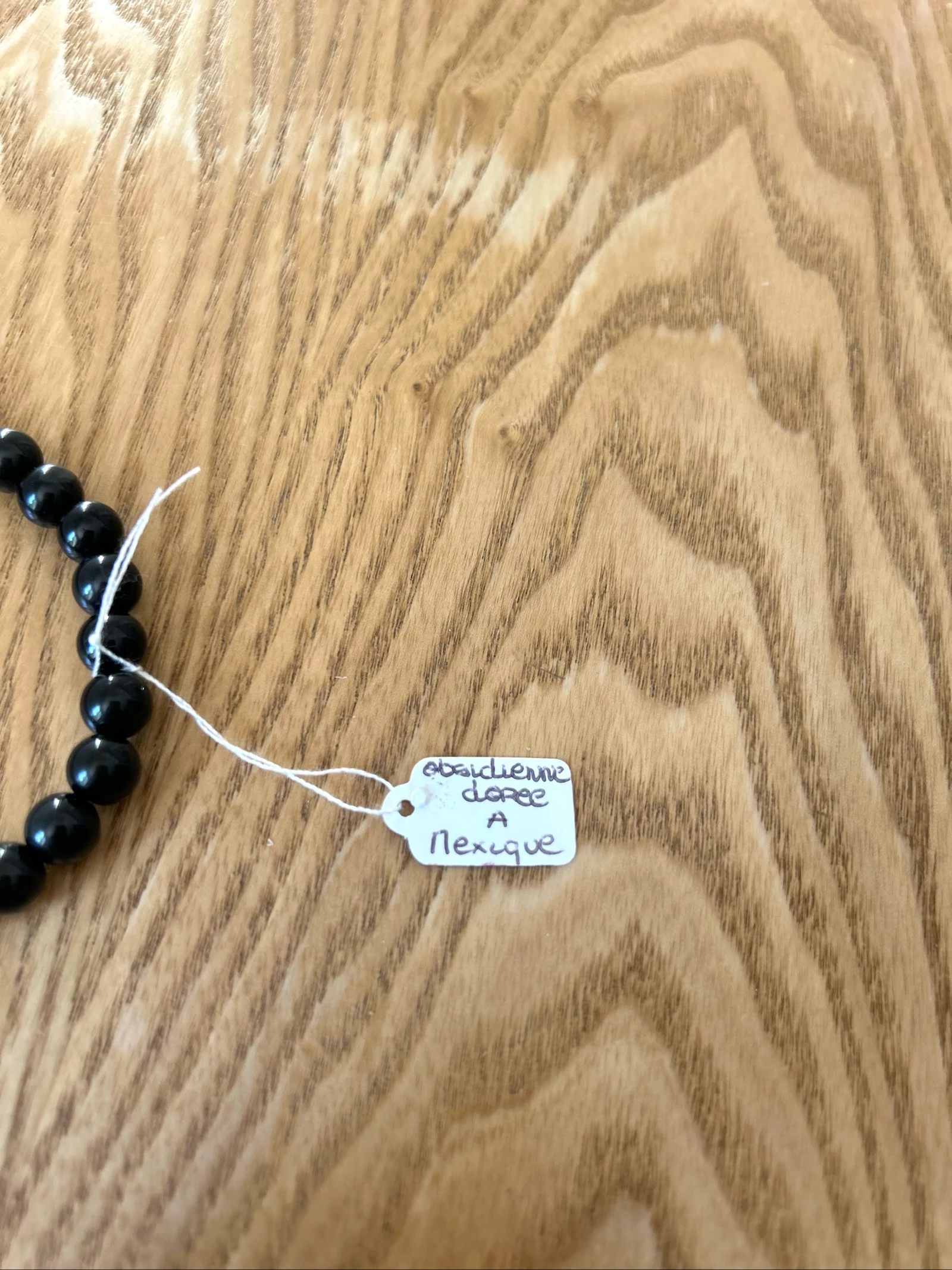 Pulseira de contas naturais obsidiana dourada cor preta – photo 6